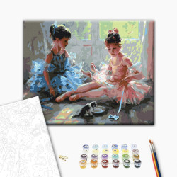 Mal efter tal - Ballerinas with a kitten