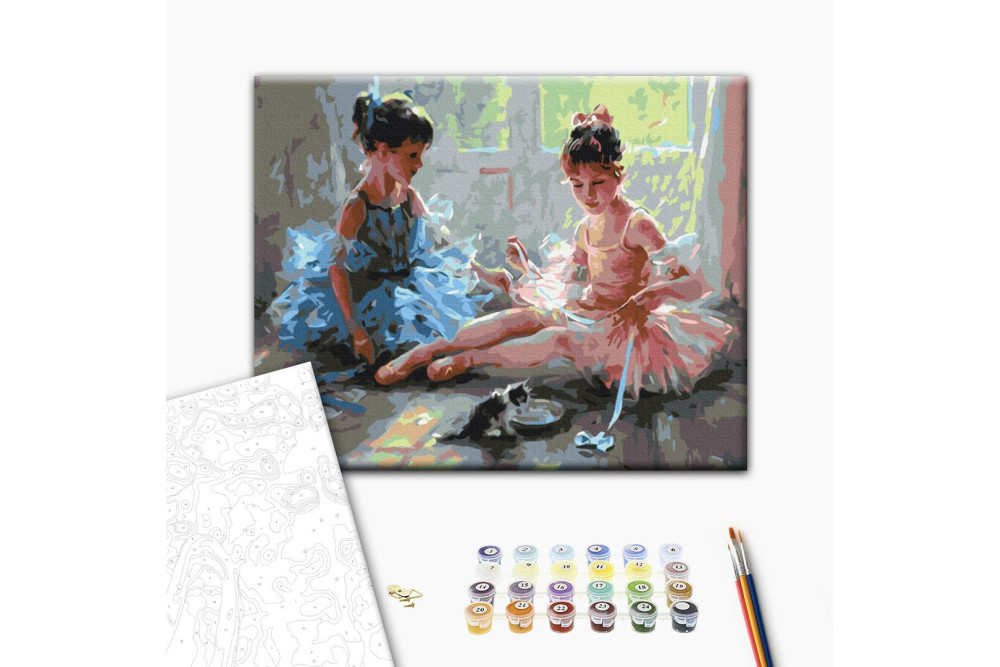 Mal efter tal - Ballerinas with a kitten