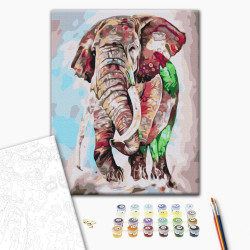 Mal efter tal - Rainbow elephant