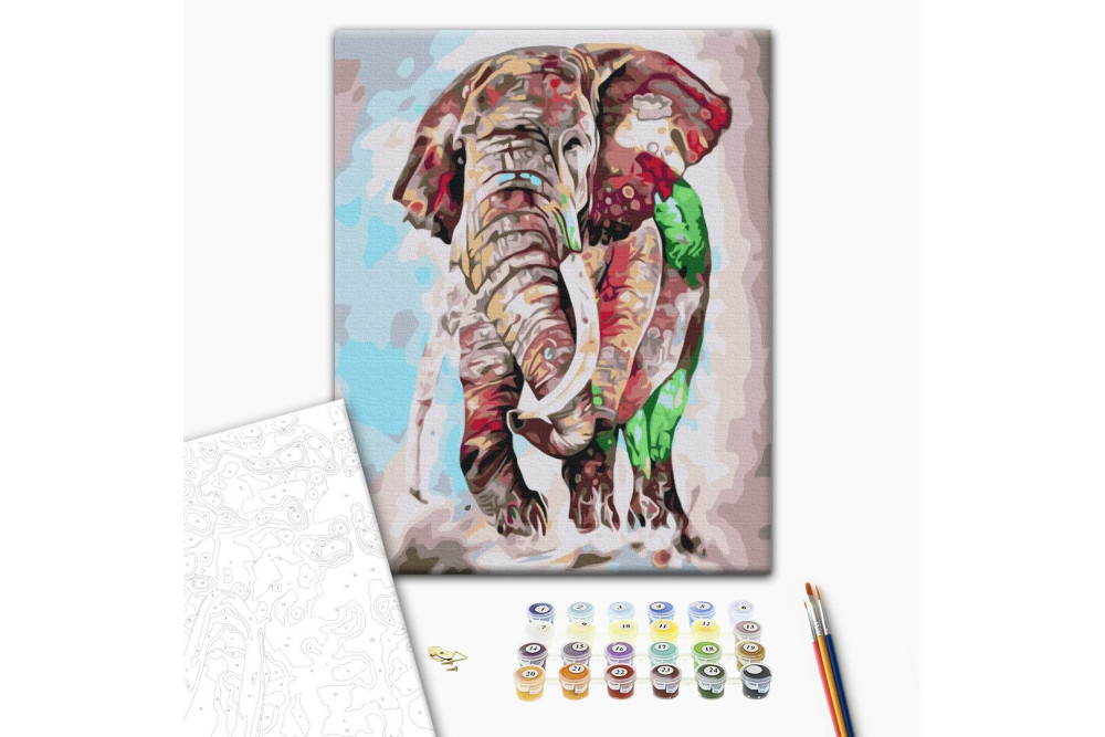 Mal efter tal - Rainbow elephant