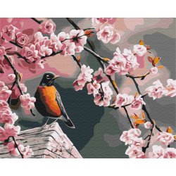 Mal efter tal - Bullfinch and sakura - dyr