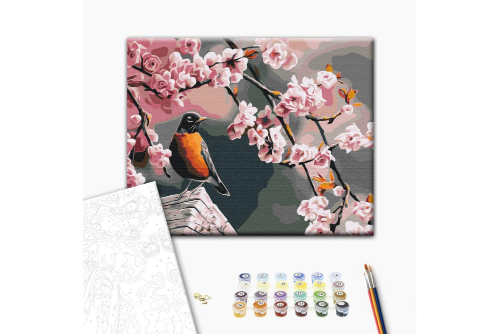 Mal efter tal - Bullfinch and sakura