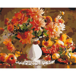 Mal efter tal - Still life of autumn - blomster