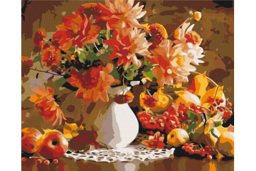Mal efter tal - Still life of autumn - blomster