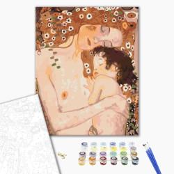 Mal efter tal - Mom and baby. Gustav Klimt
