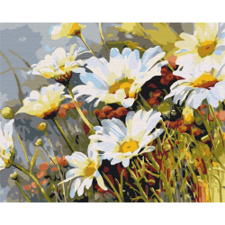 Mal efter tal - Strawberries in daisies - blomster