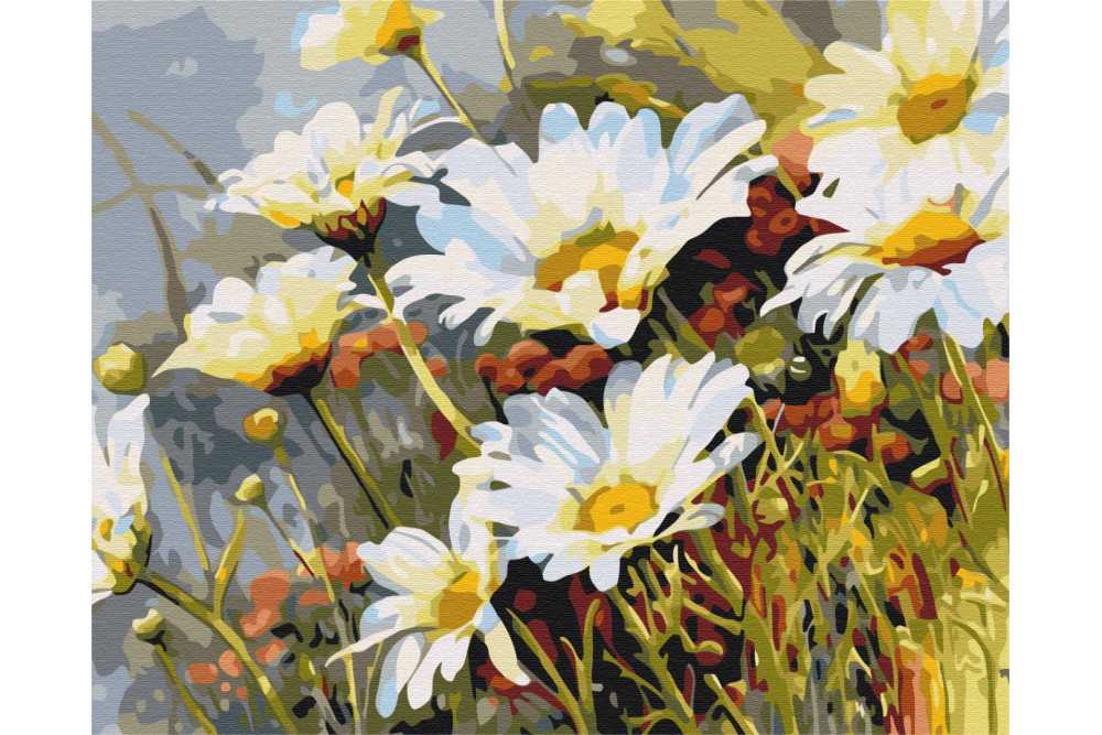 Mal efter tal - Strawberries in daisies - blomster