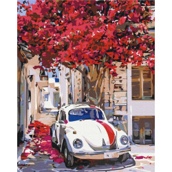 Mal efter tal - Cars on a flowering street - diverse