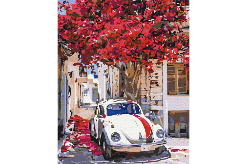Mal efter tal - Cars on a flowering street - diverse