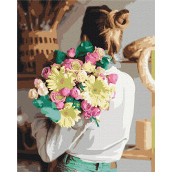 Mal efter tal - Girl with a bouquet - mennesker