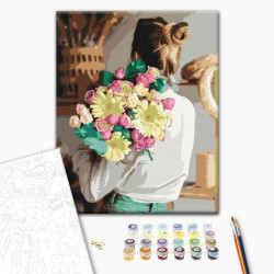 Mal efter tal - Girl with a bouquet
