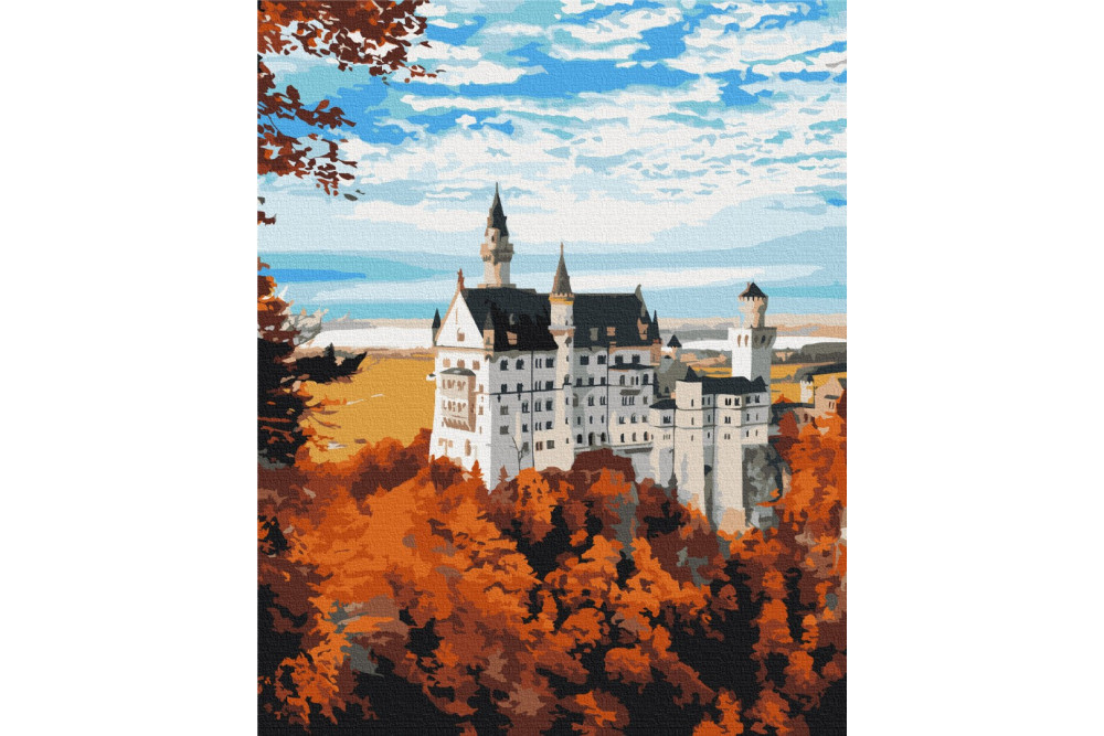 Mal efter tal - Autumn view of Neuschwanstein - landskaber
