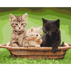 Mal efter tal - Kittens in a basket - dyr