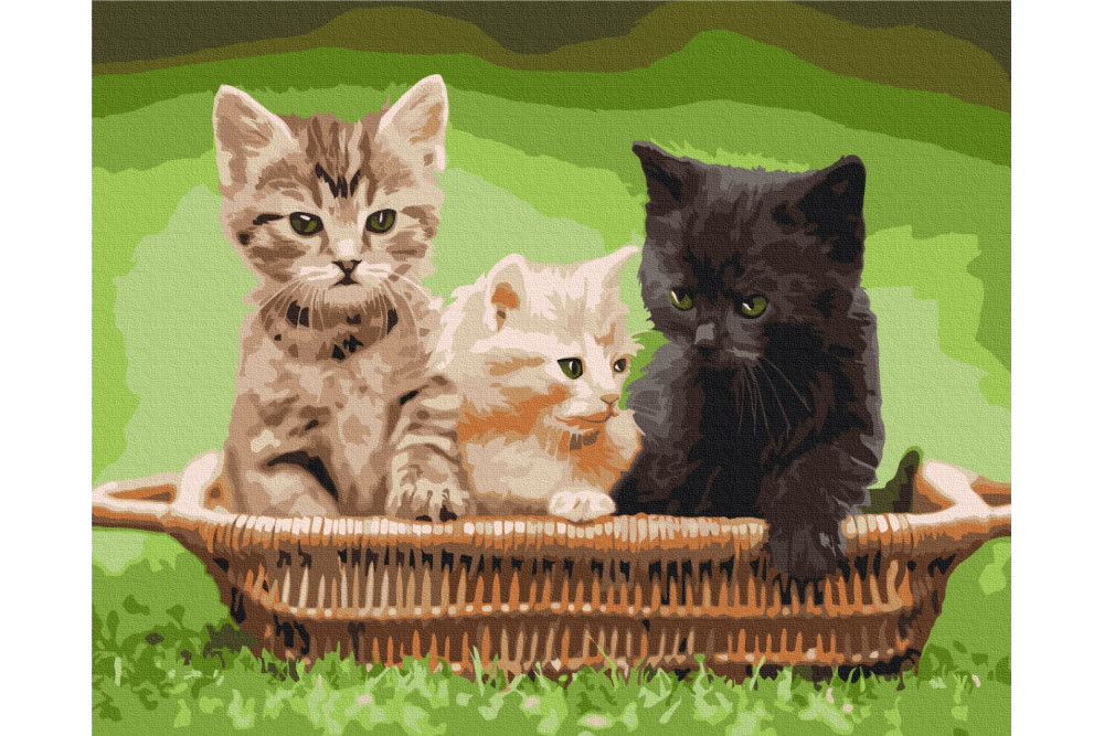 Mal efter tal - Kittens in a basket - dyr