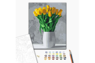 Mal efter tal - Bouquets of yellow tulips