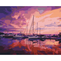 Mal efter tal - Pink sunrise at the yacht club - landskaber