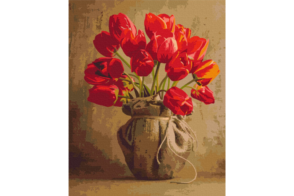 Mal efter tal - Bouquet of home tulips - blomster