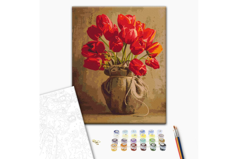 Mal efter tal - Bouquet of home tulips