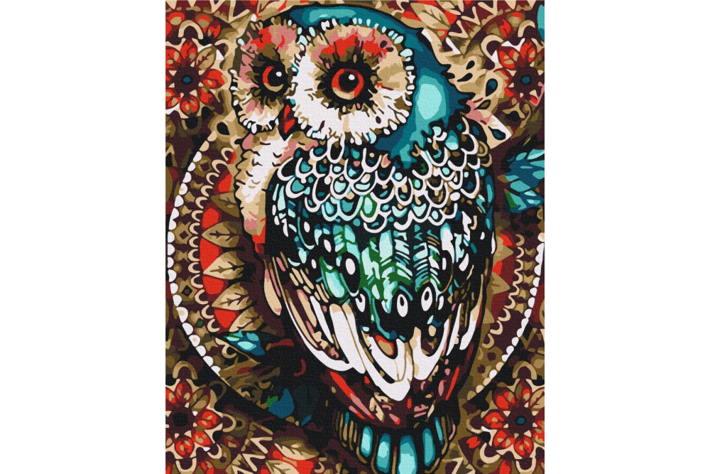 Mal efter tal - Owl in color mosaic - diverse