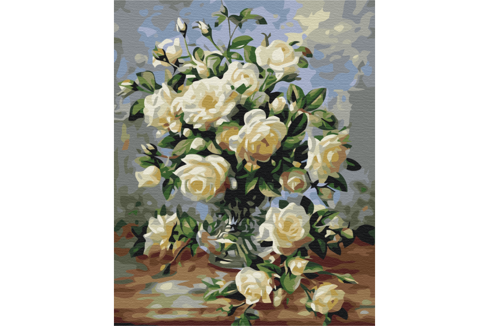 Mal efter tal - Cream still life - blomster