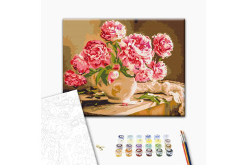 Mal efter tal - Peonies in a cozy interior