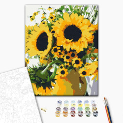 Mal efter tal - Bouquet of sunflowers