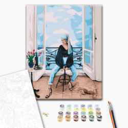 Mal efter tal - Modern girl with pearl earring