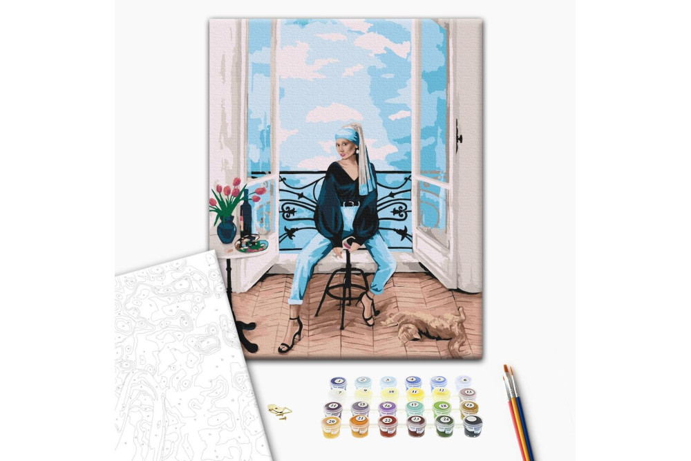 Mal efter tal - Modern girl with pearl earring