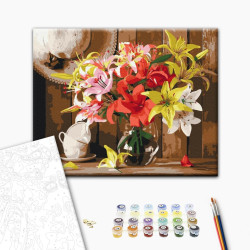Mal efter tal - Colorful bouquet of lilies