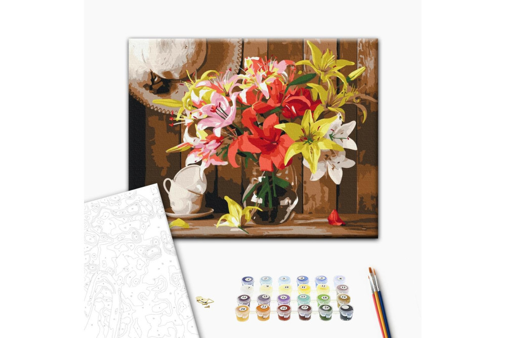 Mal efter tal - Colorful bouquet of lilies