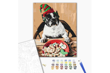 Mal efter tal - Pug Santa's helper