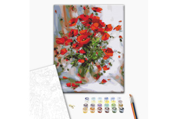 Mal efter tal - Oil poppies