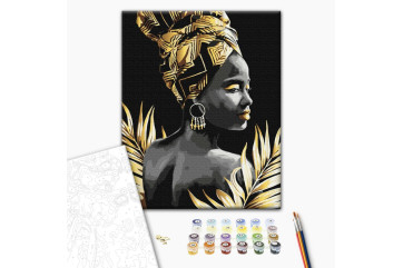 Mal efter tal - Femininity. Gold paint