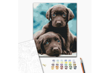 Mal efter tal - Blue eyed puppies