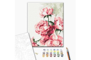 Mal efter tal - Watercolor peonies ©Karolina Bundash