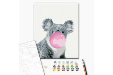 Mal efter tal - Koala with bubble gum