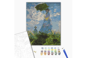 Mal efter tal - Woman with umbrella. Claude Monet