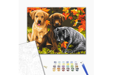 Mal efter tal - Three puppies