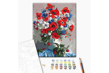 Mal efter tal - Poppies in a vase