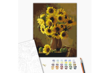 Mal efter tal - Orange sunflowers