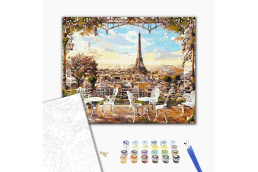 Mal efter tal - Cafe overlooking the Eiffel Tower