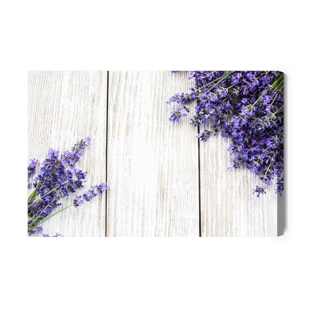 Lærred - Lavendel blomster på en træ baggrund