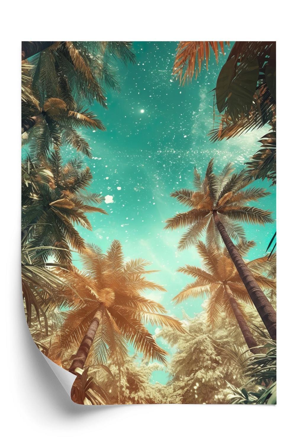 Plakat - Smukke sommer palmer med stjerner