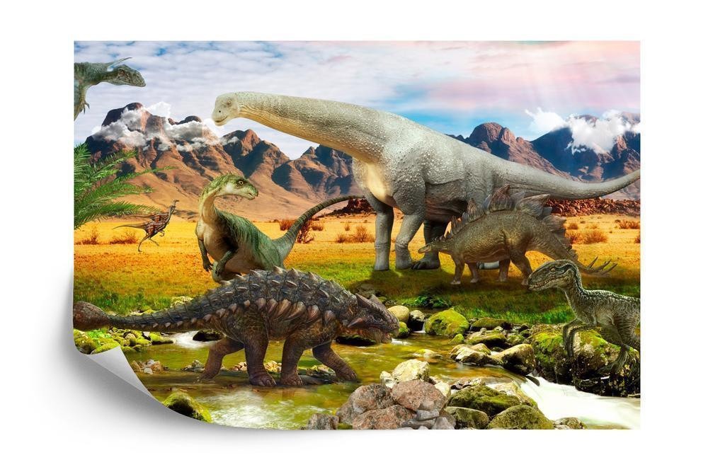 Fototapet - Realistiske dinosaurer ved floden