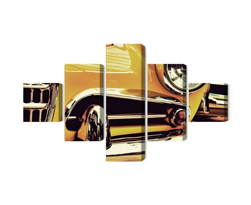 Flerdelt billede på lærred forsiden af en veteranbil