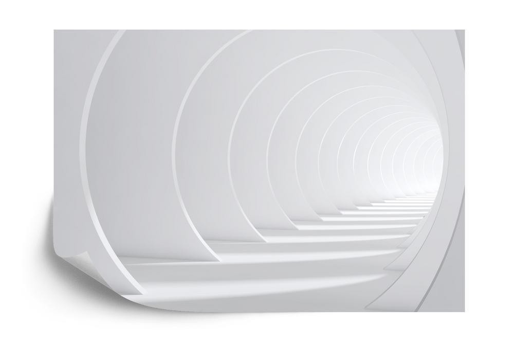 Fototapet - Abstract white bent 3D tunnel