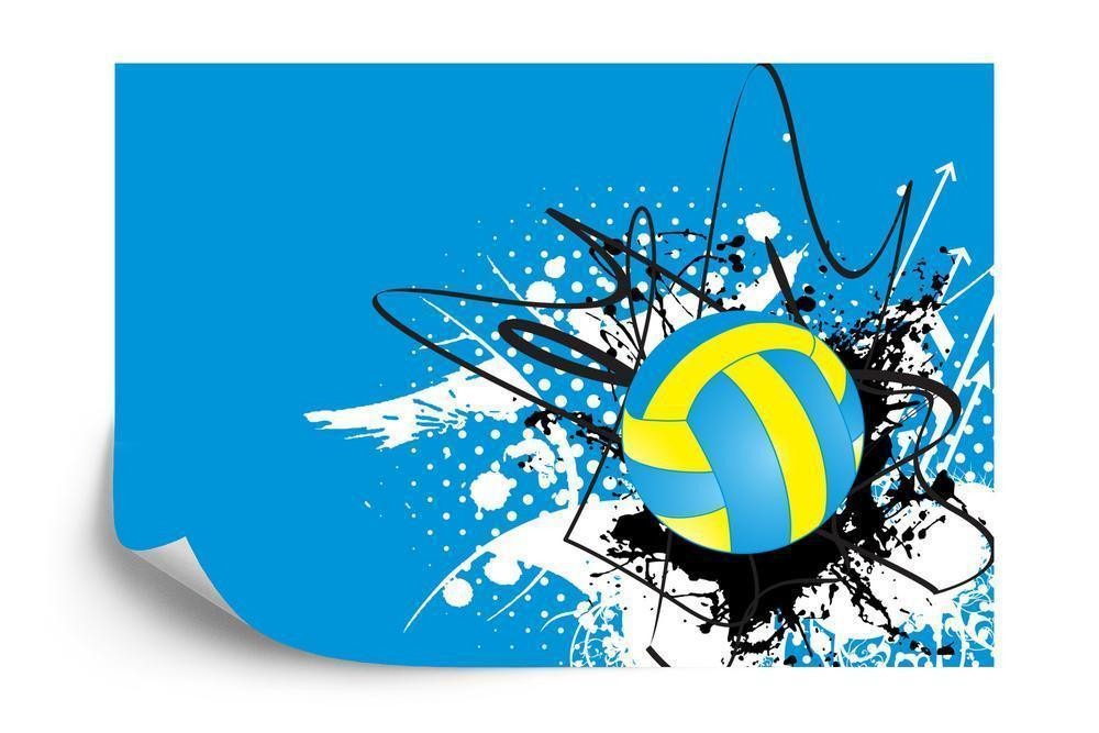 Fototapet - Volleyballbold på baggrund af abstrakte mønstre