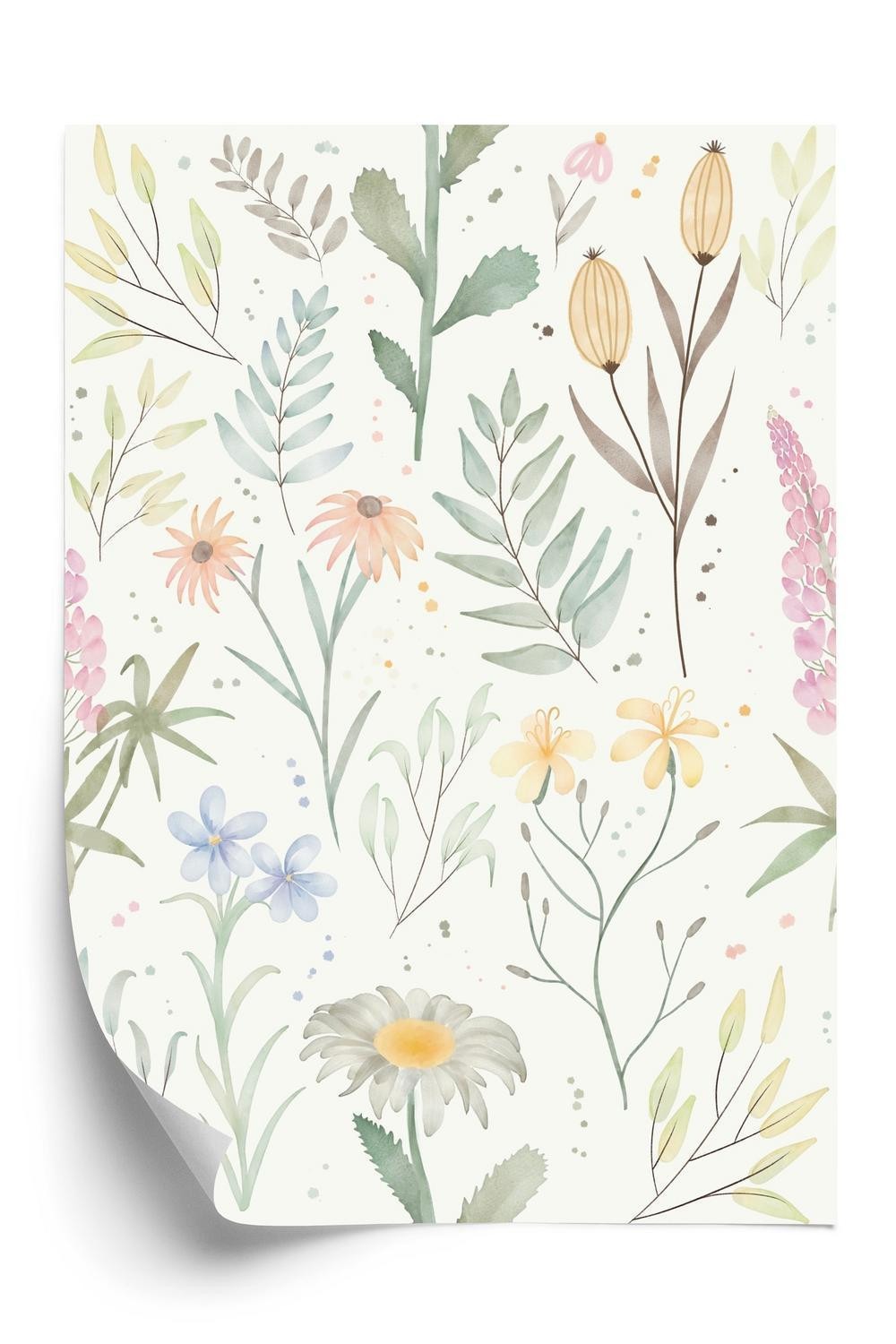 Plakat - Pastel akvarel vilde blomster