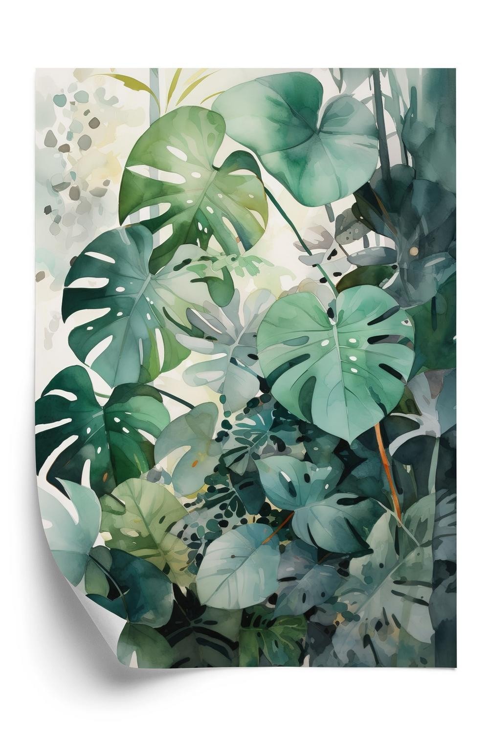 Plakat - Botanisk grøn monstera baggrund