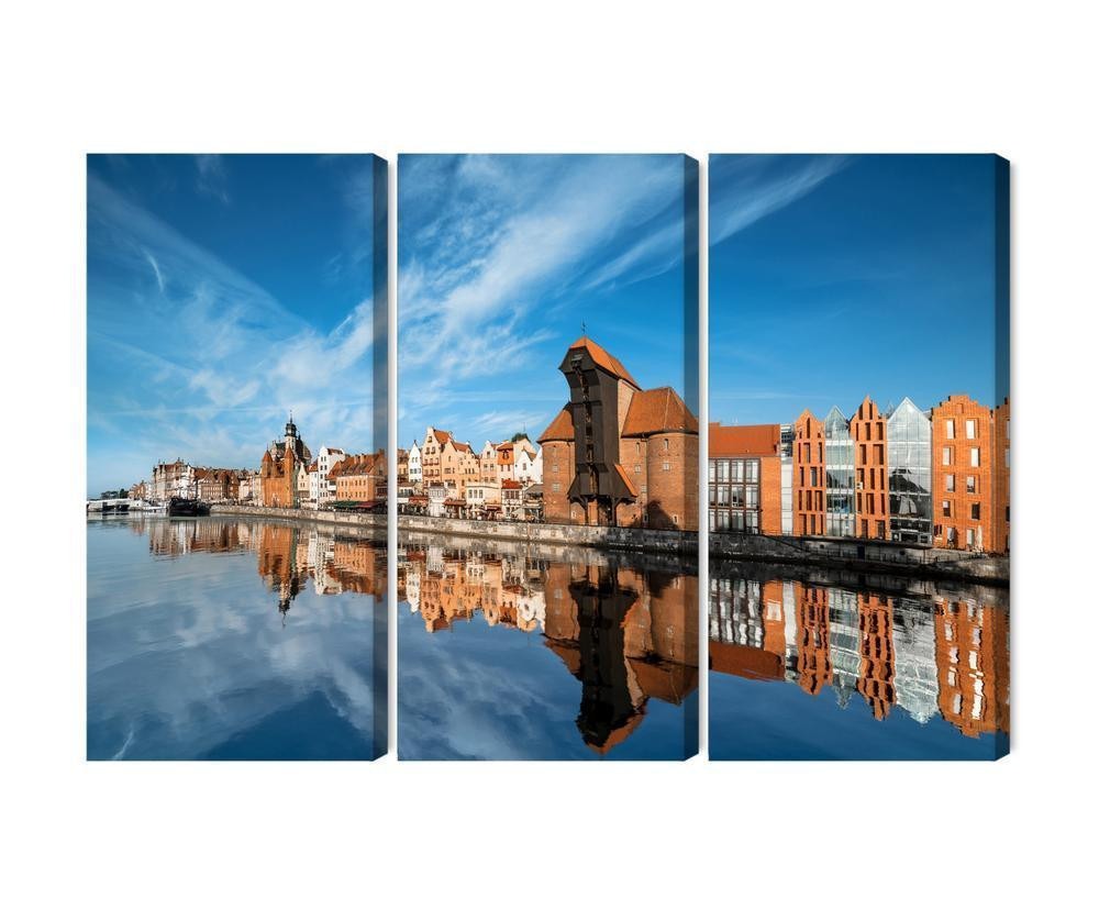 Flerdelt lærred panorama over gdańsk med udsigt over floden